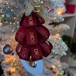NEW Dior Charmed Red and Gold Holiday Ribbon Ornament